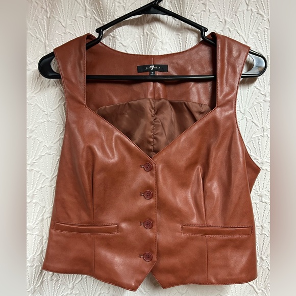 7 For All Mankind Medium Faux Leather Vest - Picture 2 of 7